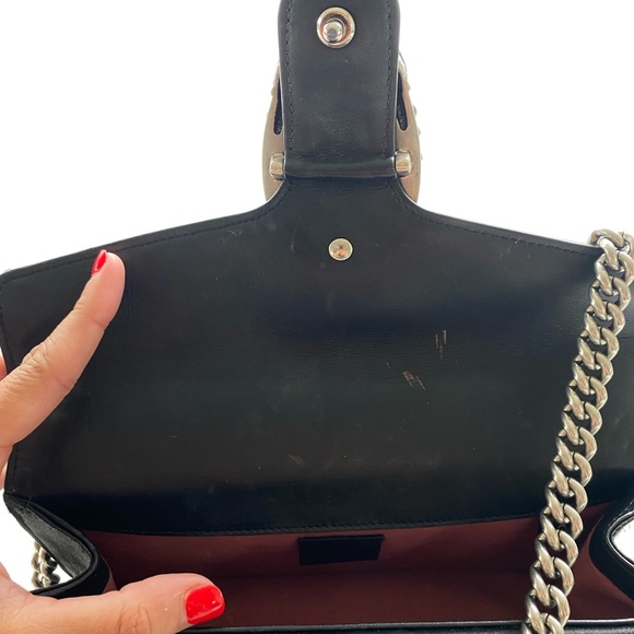 GUCCI BLACK SATIN & CRYSTAL SMALL DIONYSUS SHOULDER BAG - Picture 7 of 8